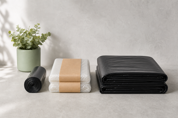 Range of commercial garbage bags and bin liner cartons from small office liners to 240L wheelie bin bags