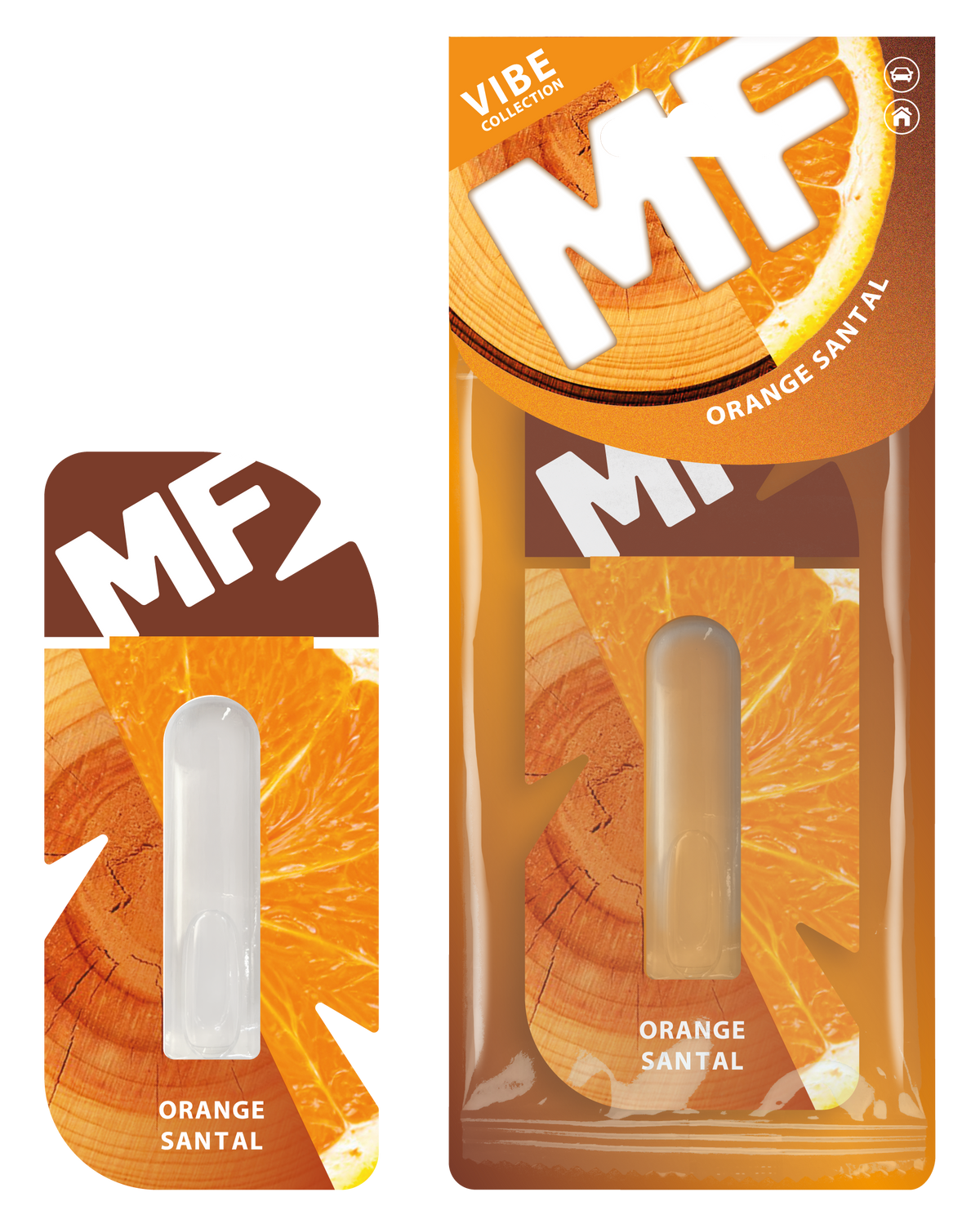 Orange & Santal Car Air Freshener - Hanging Diffuser | Mr. Fresh VIBE - packaging