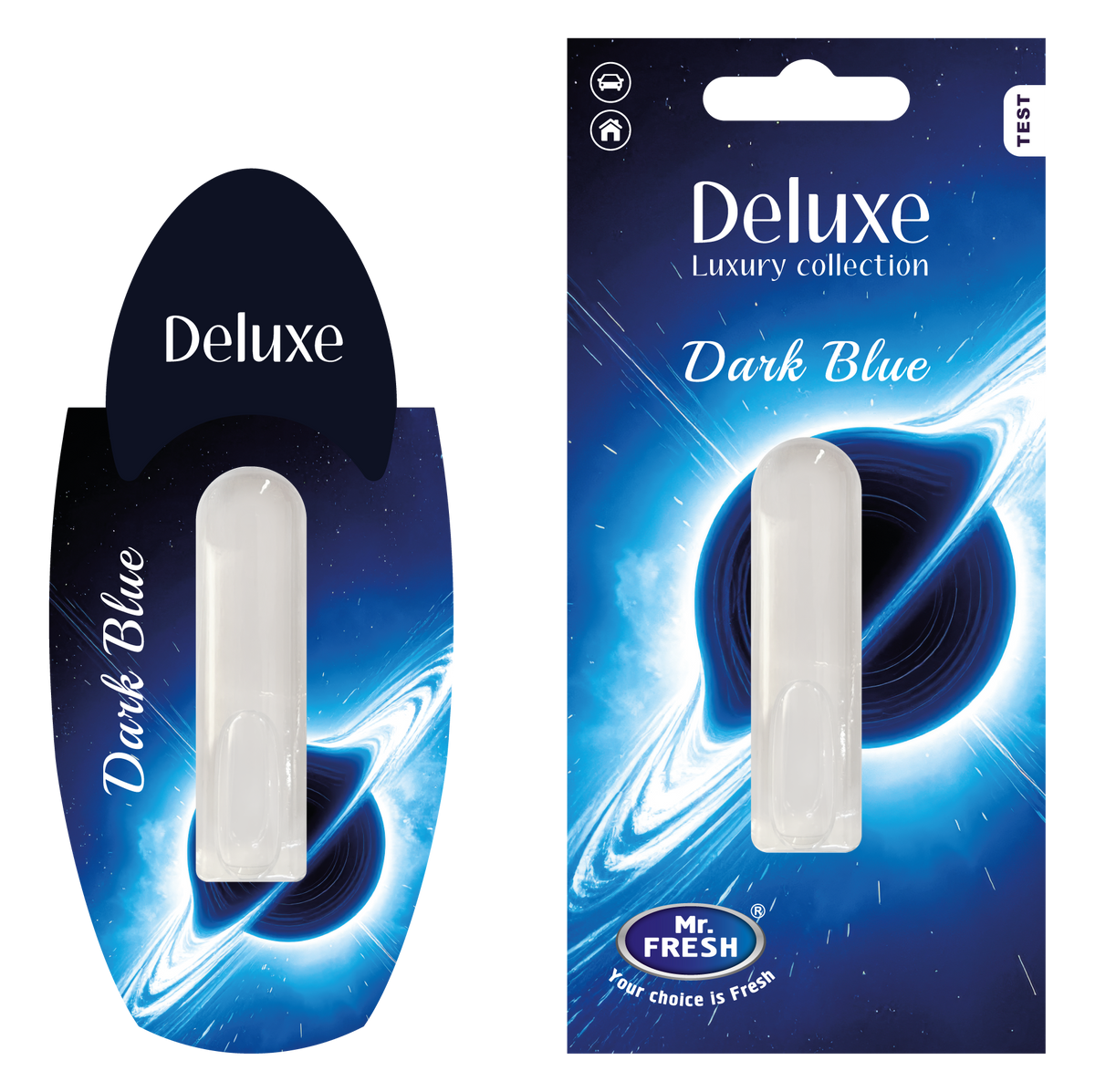 Dark Blue Car Air Freshener - Luxury Diffuser | Mr. Fresh Deluxe - packaging