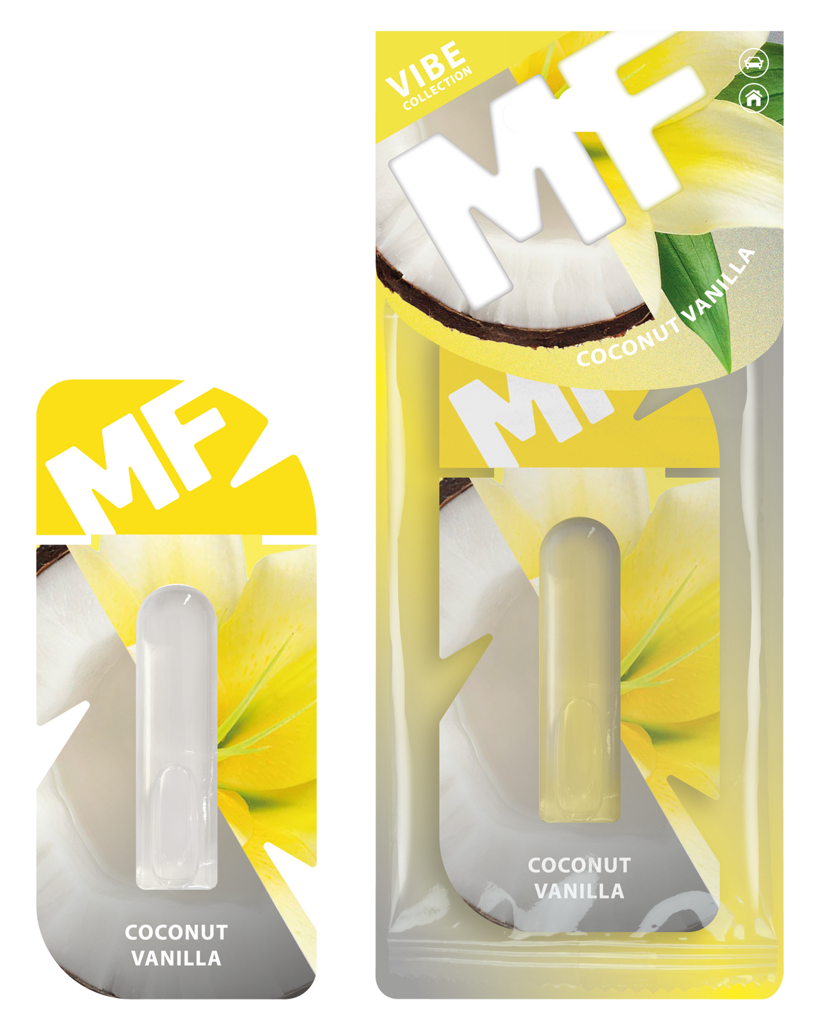 Coconut & Vanilla Car Air Freshener - Hanging Diffuser | Mr. Fresh VIBE - packaging