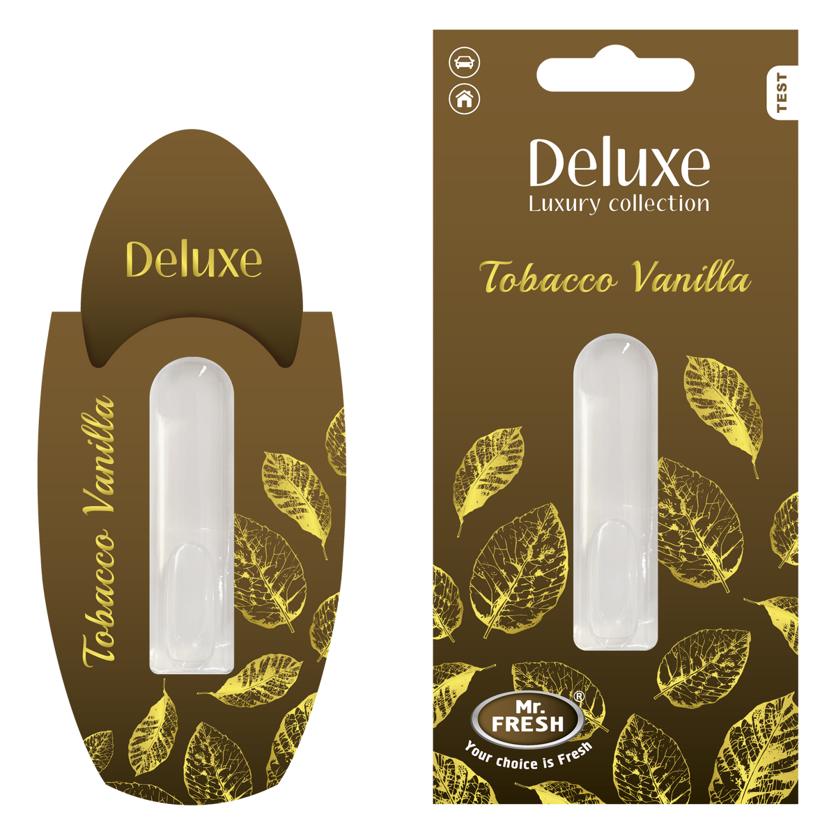 Tobacco Vanilla Car Air Freshener - Luxury Diffuser | Mr. Fresh Deluxe - packaging