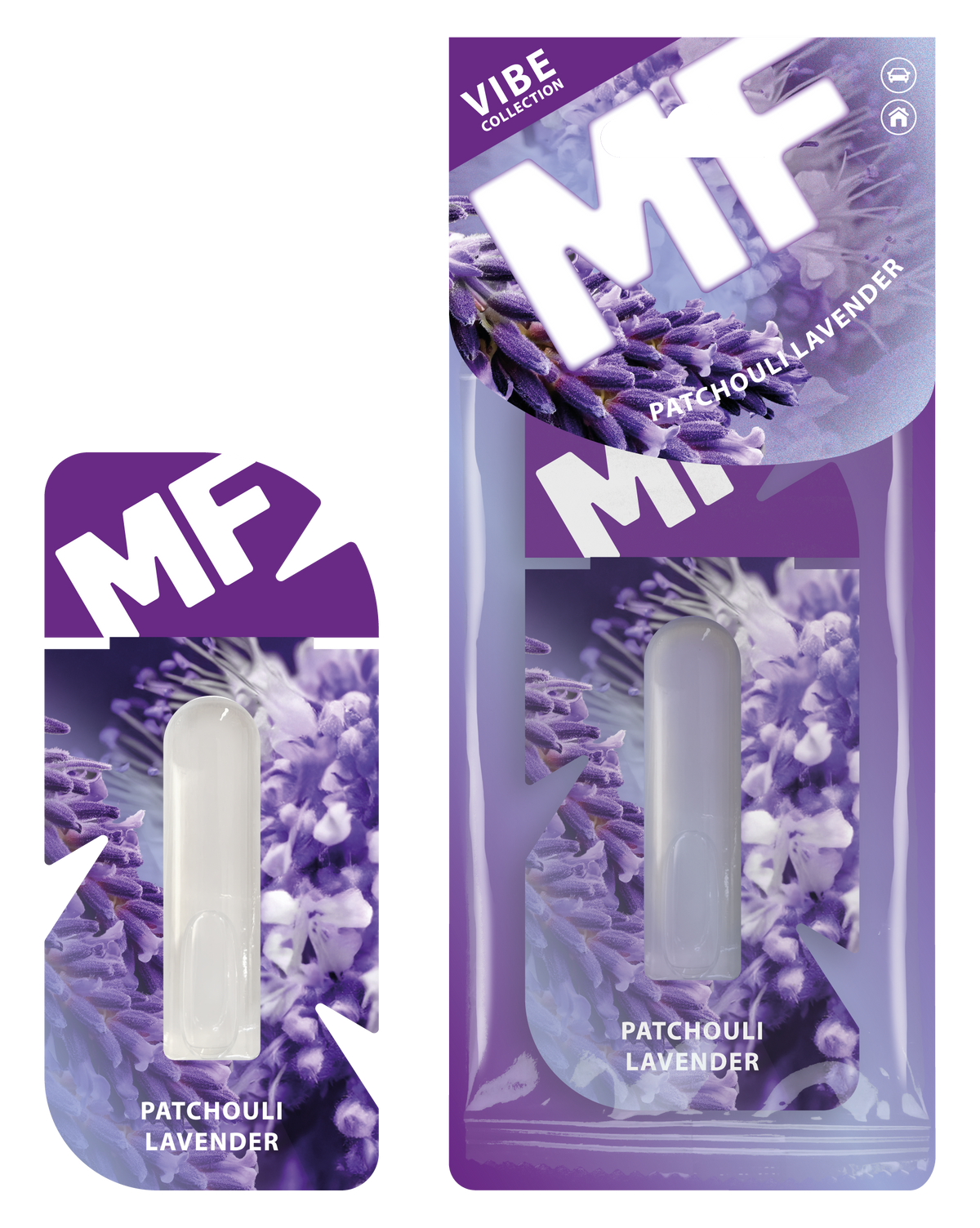 Patchouli & Lavender Car Air Freshener - Hanging Diffuser | Mr. Fresh VIBE - packaging