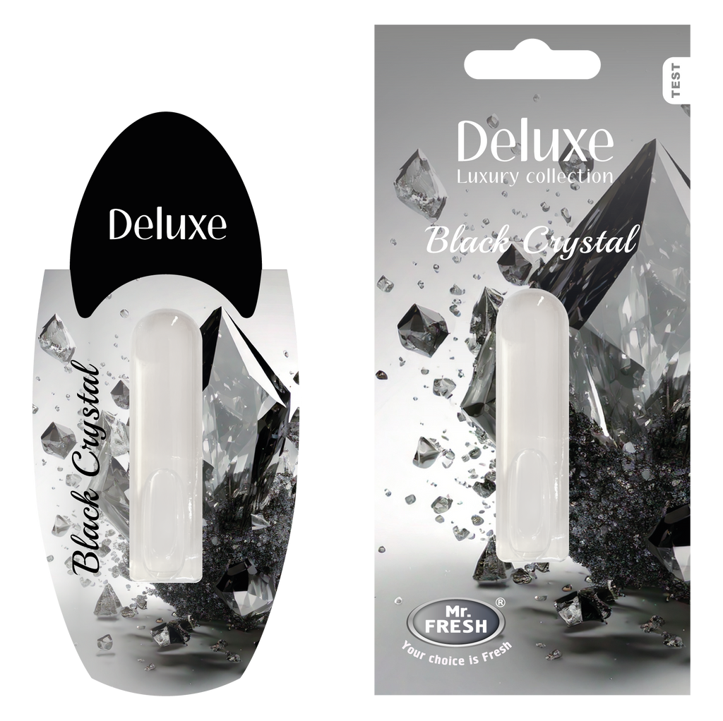 Black Cristal Car Air Freshener - Luxury Diffuser | Mr. Fresh Deluxe - packaging
