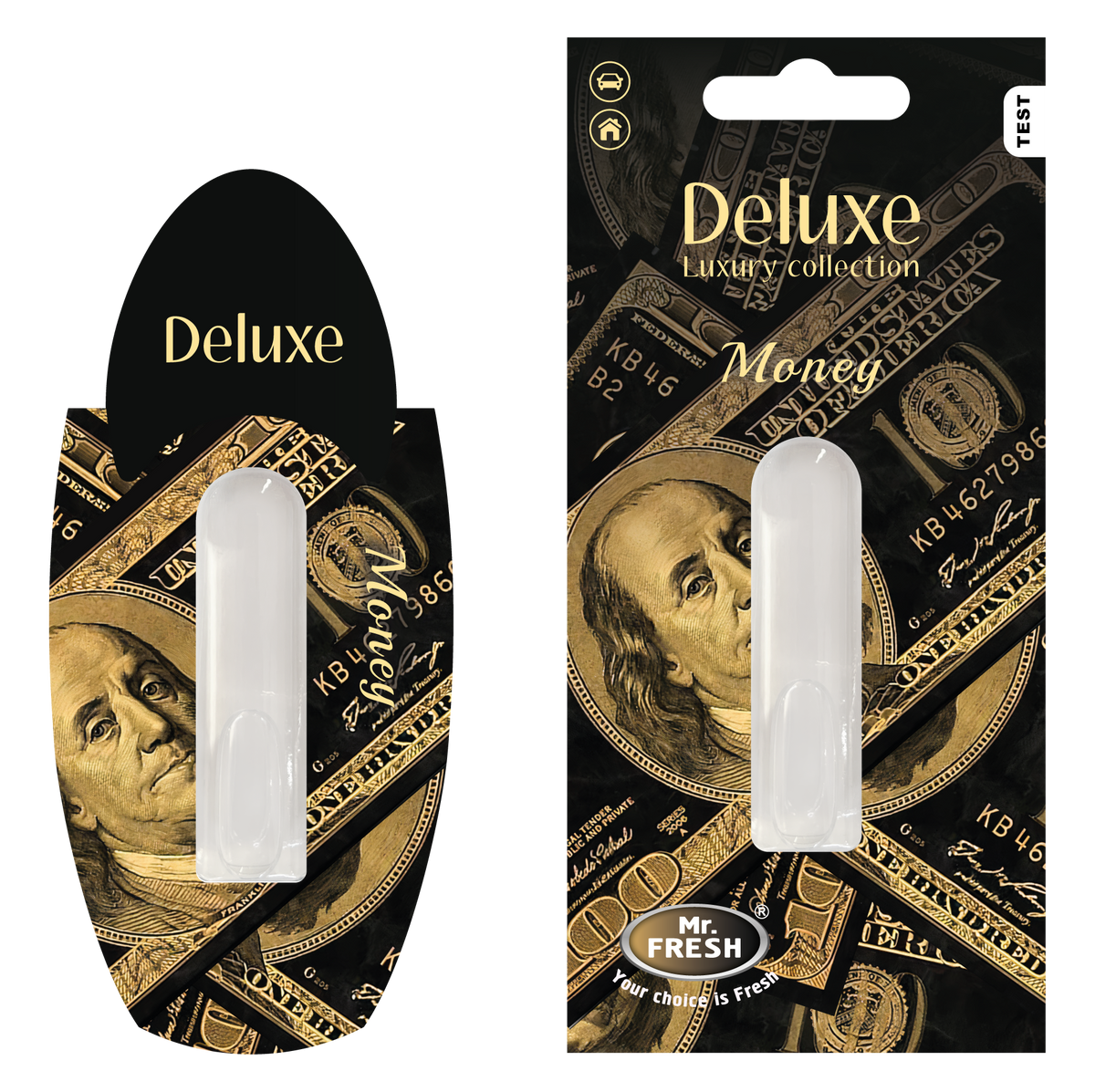 Money Car Air Freshener - Luxury Diffuser | Mr. Fresh Deluxe - packaging
