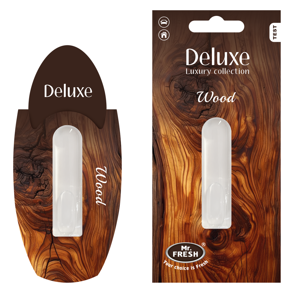 Wood Car Air Freshener - Luxury Diffuser | Mr. Fresh Deluxe - packaging