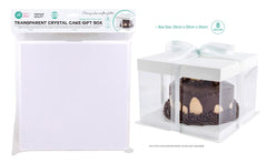 Transparent Crystal Cake/Gift Box with Decorative Ribbon - 20CM x 20CM x 25CM