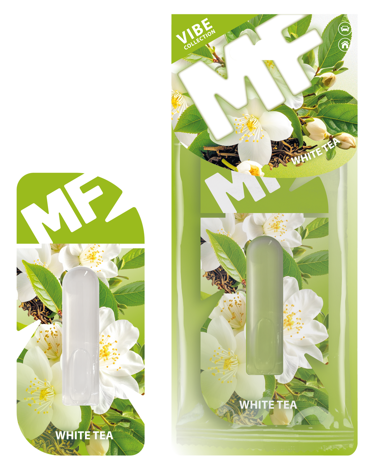 White Tea Car Air Freshener - Hanging Diffuser | Mr. Fresh VIBE - packaging