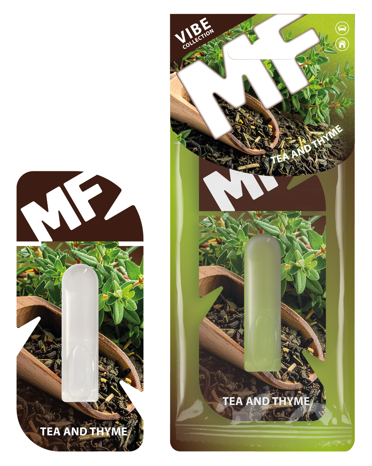 Tea & Thyme Car Air Freshener - Hanging Diffuser | Mr. Fresh VIBE - packaging