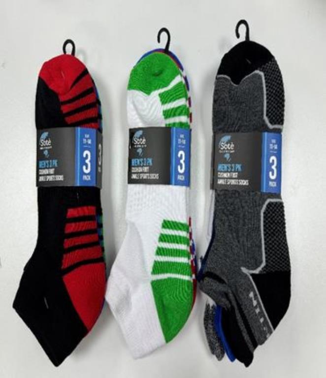 Men's 3PK Cushion foot Ankle sports Socks