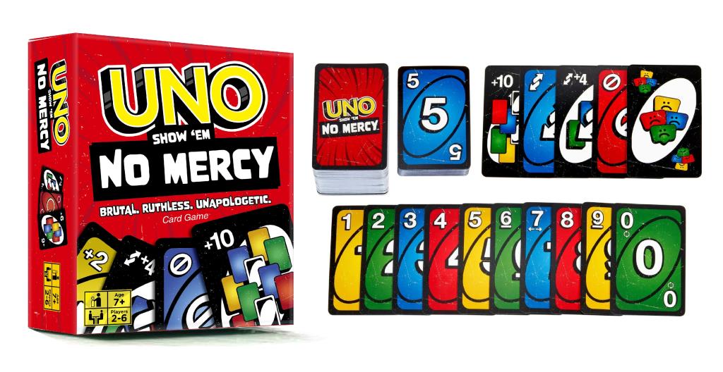 No Mercy Series UNO playing cards 168-card mega pack, 8.7x5.7cm – new wholesale bulk carton for event and gift retailers