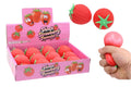 TPR strawberry squishy stress toy in display box, 8x6x6cm, assorted designs, carton of 12 - DPack wholesale