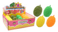 TPR durian fruit squishy stress toy in display box, 8x6x6cm, assorted designs, carton of 12 - DPack wholesale