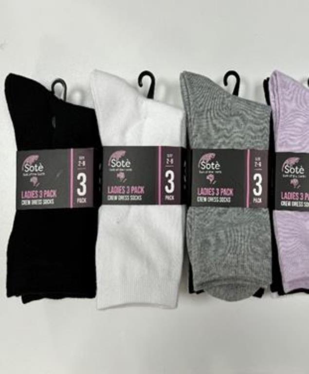Ladies 3PK Crew Dress Socks