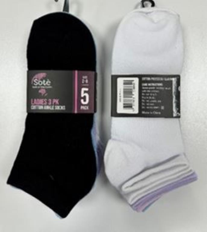 Ladies 5PK Cotton Ankle Socks