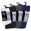 Kids 5-pack crew school series socks in assorted styles, sizes 5-8 through 3-8, wholesale carton of 24 packs