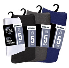5PK Kids Crew School Series Socks (9075)