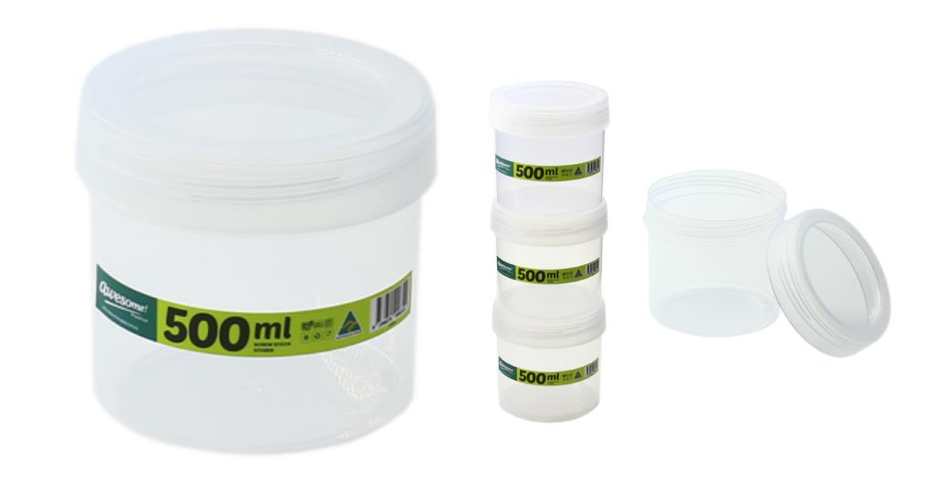 500ML Screw Top Stacker Jar Australian Made