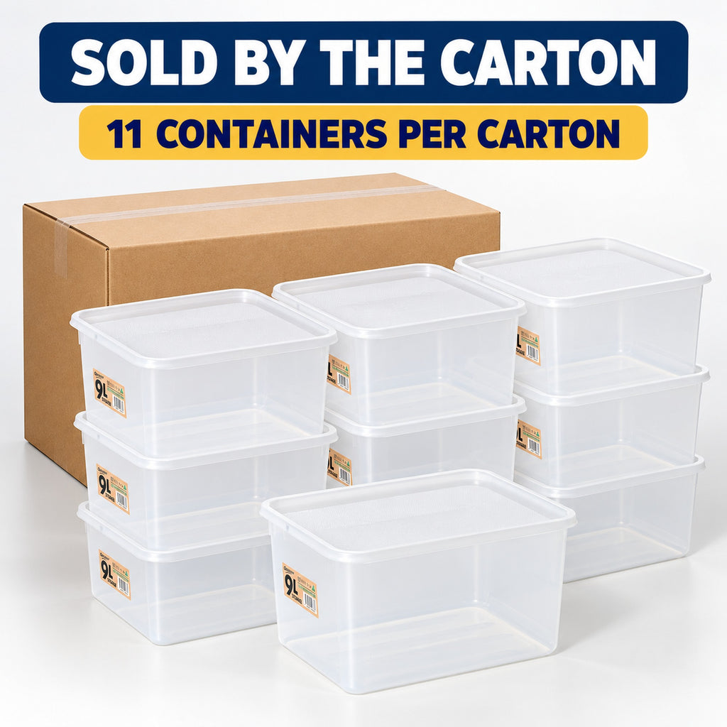 Commercial food storage containers sold by the carton, 11 containers per carton