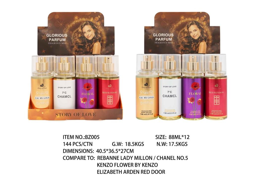 88ML Glorius Parfum - Smells like Rebanne Lady Million, Chanel No.5, Kenzo Flower by Kenzo & Elizabth Arden Red Door
