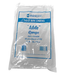 54L Black Garbage Bags - 250 Pack (5 x 50)