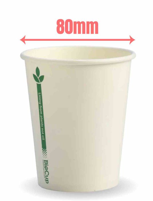 8oz White Green Line Biocup