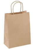 Brown kraft paper carry bag XS twisted handle 275x205x110mm for small retail and takeaway packaging