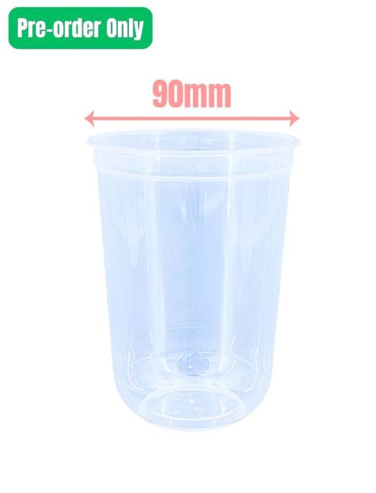 500ml PP U-shape clear plastic sealable cups with 90mm rim, 500 per carton, for large cold drink and bubble tea service