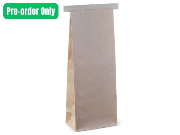 Detpak brown kraft tin-tie paper bag 250g no window 235x88x47mm for packaging coffee and specialty foods