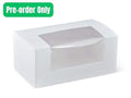 Detpak long white window patisserie box 7 inch with clear window panel for displaying pastries and cake slices