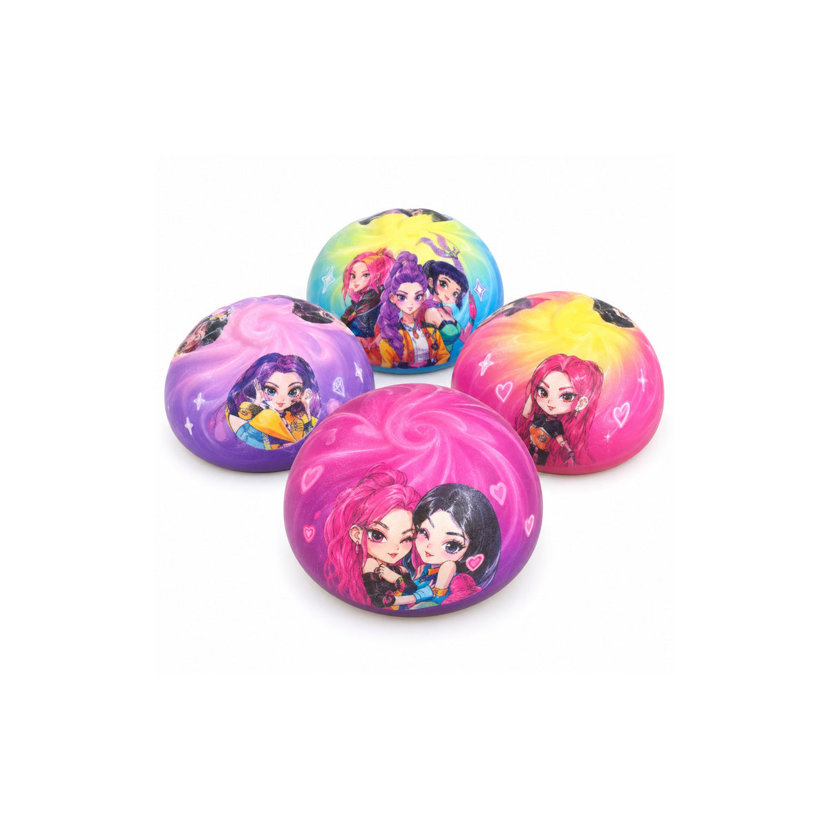 K-pop squishy dumpling toys in assorted character designs, 7cm, on a white background