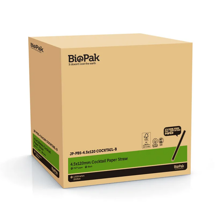 Paper Straw Cocktail Blk 2500
