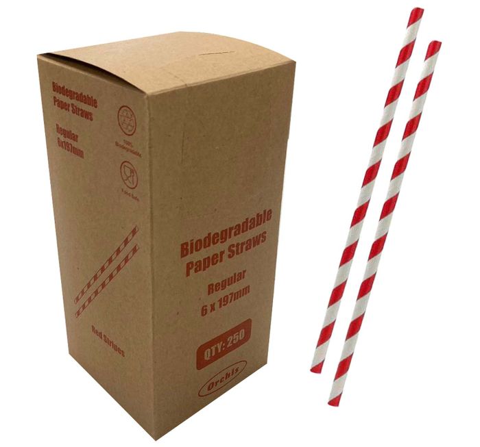 Paper Straw 6 Red Stripe 2500