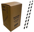 Paper Straw 8 Blk Stripe 2500