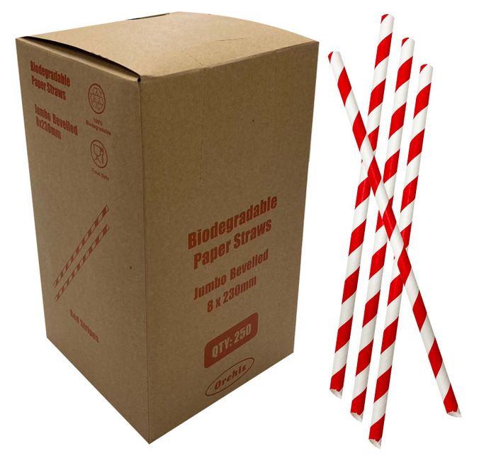 Paper Straw 8 Red Stripe 2500