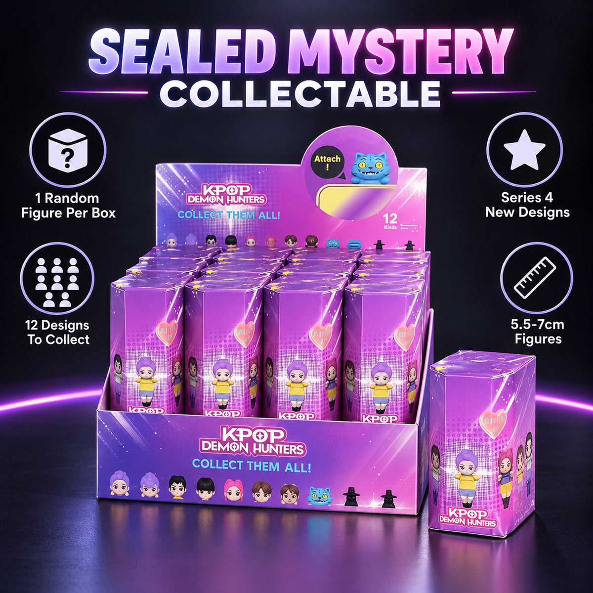 K-Pop Demon Hunters blind box: 1 random figure per box, 12 to collect, Series 4, 5.5-7cm figures