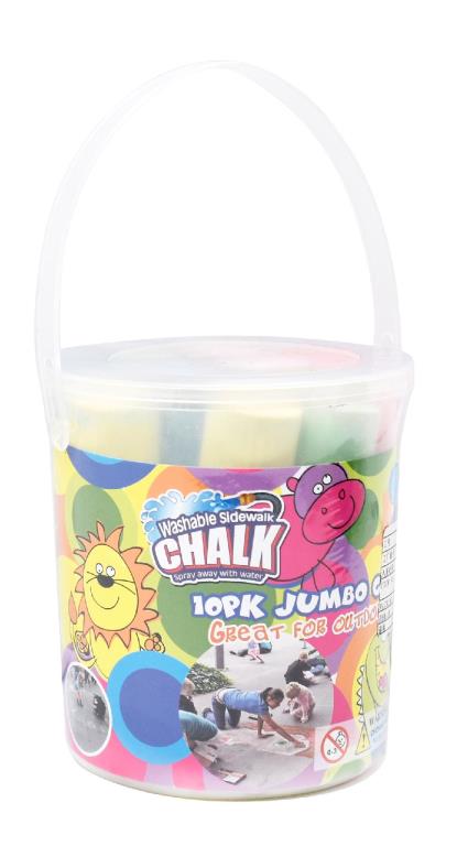 10PK Jumbo Chalk In Plastic Tub
