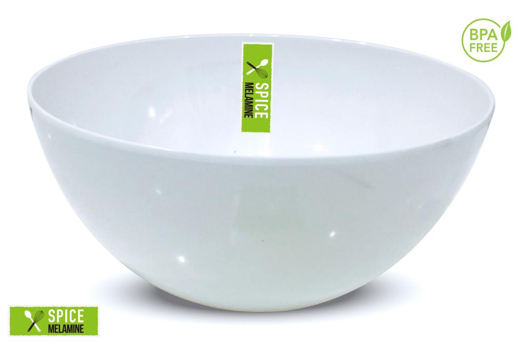 White Melamine Round Bowl - 25CM x 12CM