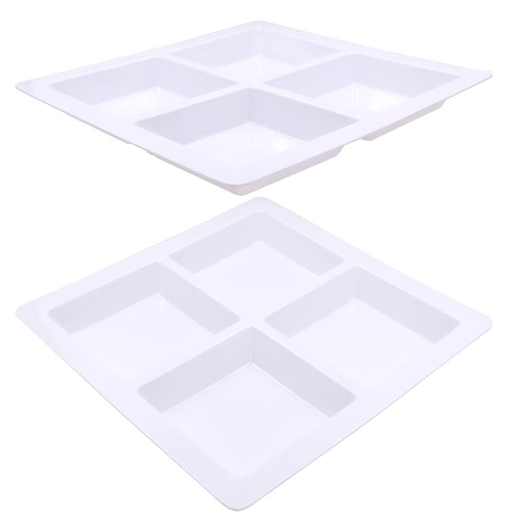 White Melamine Jumbo (4 Section) Condiment Tray - 34.5CM x 34.5CM