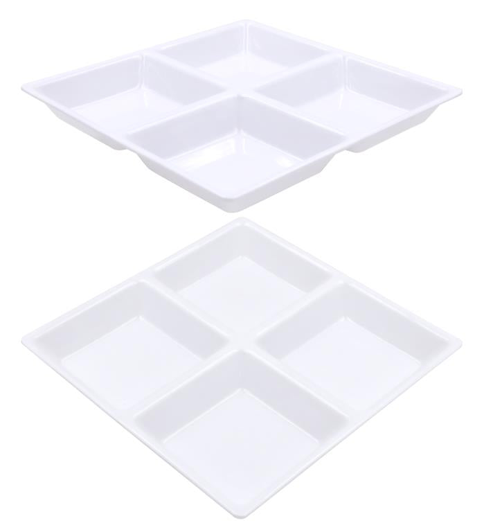 White Melamine (4 Section) Condiment Tray - 22CM x 22CM