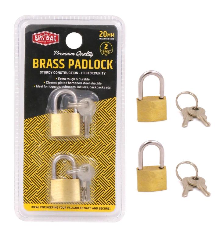 Brass Padlock 20MM -2PK