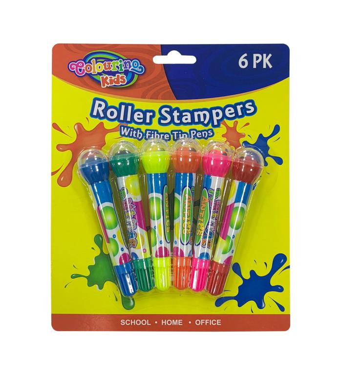 6PK Animal Antics Roller Stamps with Fibre Tip Pens