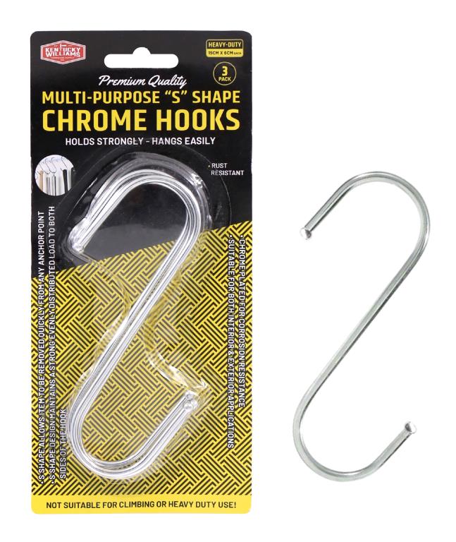 Chrome S Hooks (3PK) - Medium