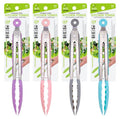 Nylon Tipped 7' Stainless Steel Kitchen Tongs - 4 Assorted Colours