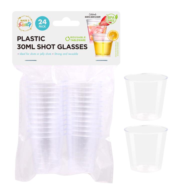 24PK Clear Series Plastic Party Shot Glasses
