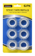 6PK Sticky Tape Refill - 18MM x 20MTRE