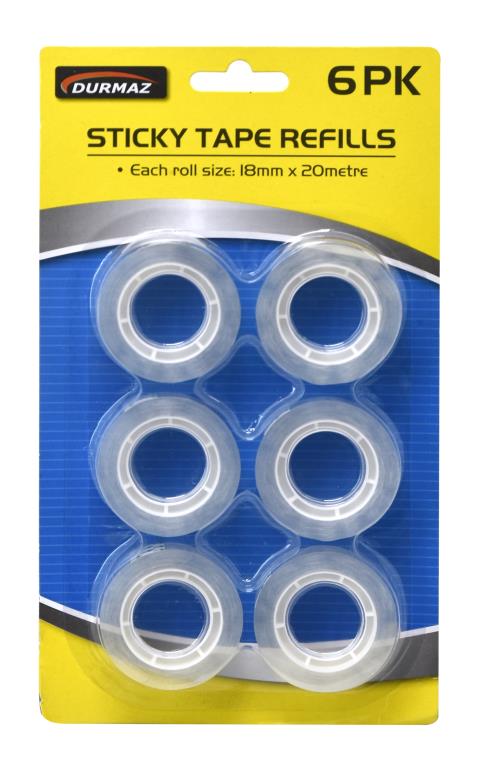 6PK Sticky Tape Refill - 18MM x 20MTRE