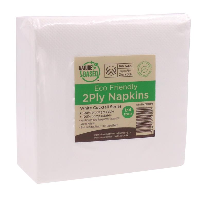 100PK White Paper Napkin (Cocktail Series) - 23CM X 23CM