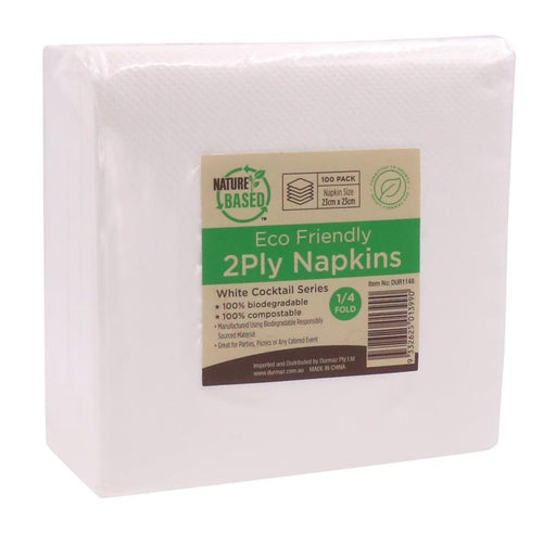 100PK White Paper Napkin (Cocktail Series) - 23CM X 23CM