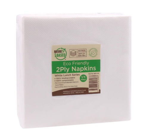 100PK White Paper Napkins (Lunch Series) - 33CM X 33CM