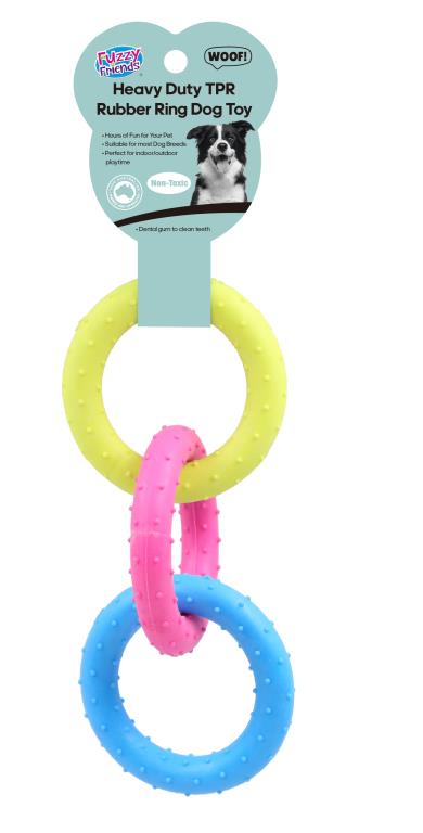 Heavy Duty TPR Rubber 3 Ring Dog Toy
